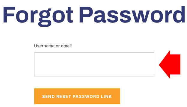 Forgot password screen with arrow indicating where to enter your email address